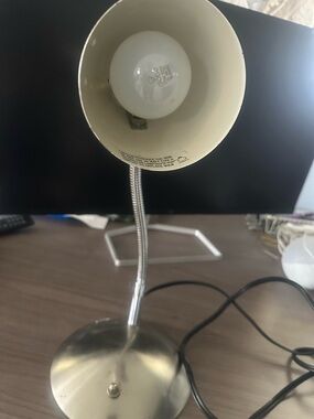 Adjustable Metal Desk Lamp in Cream and Silver